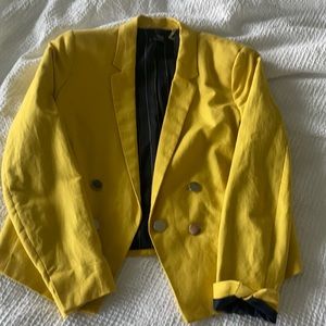 Adorable yellow blazer with chrome buttons
